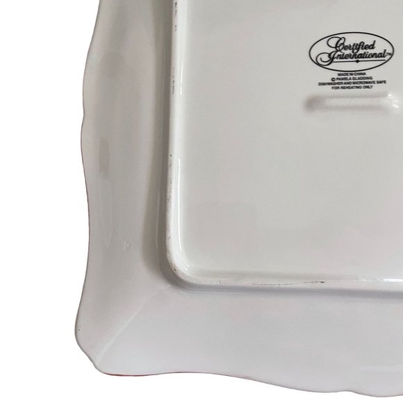 Certified International Pamela Gladding Square Platter Red Rooster 12" Farmhouse - Picture 9 of 10